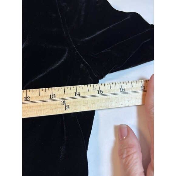 For Love & Lemons Colette Velvet Dress Black XS Wrap Midi Long Sleeve V-neck - Picture 5 of 13